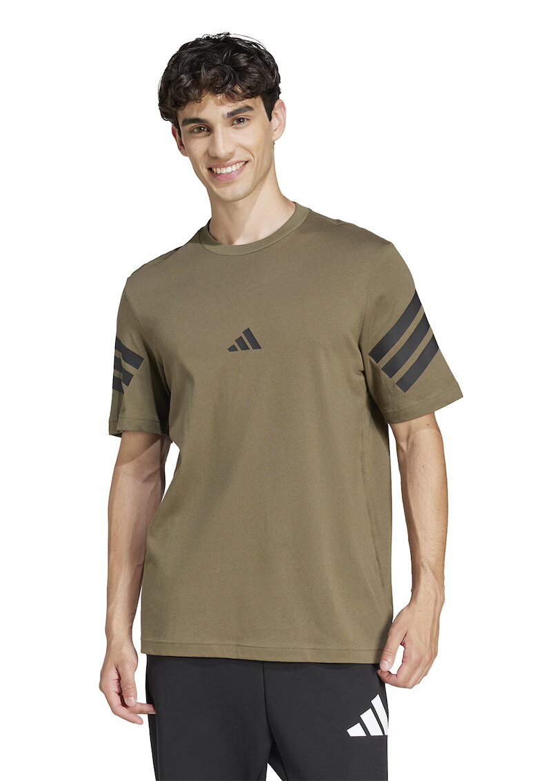 adidas Sportswear Tricou din bumbac cu 3 dungi Future Icons - Negru/Kaki