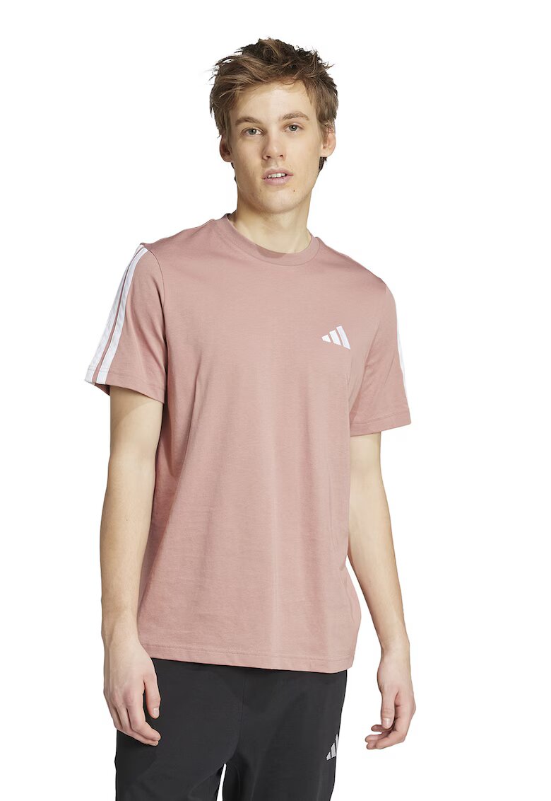 adidas Sportswear Tricou din bumbac cu decolteu la baza gatului - Alb/Roz prafuit