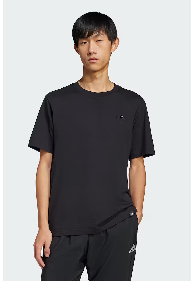 adidas Sportswear Tricou din bumbac cu decolteu la baza gatului - Negru