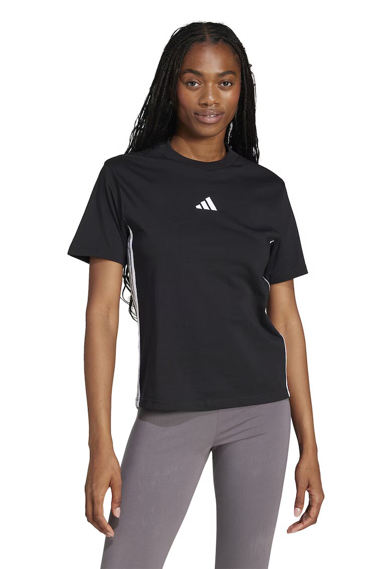 adidas Sportswear Tricou din bumbac cu decolteu la baza gatului - Negru stins