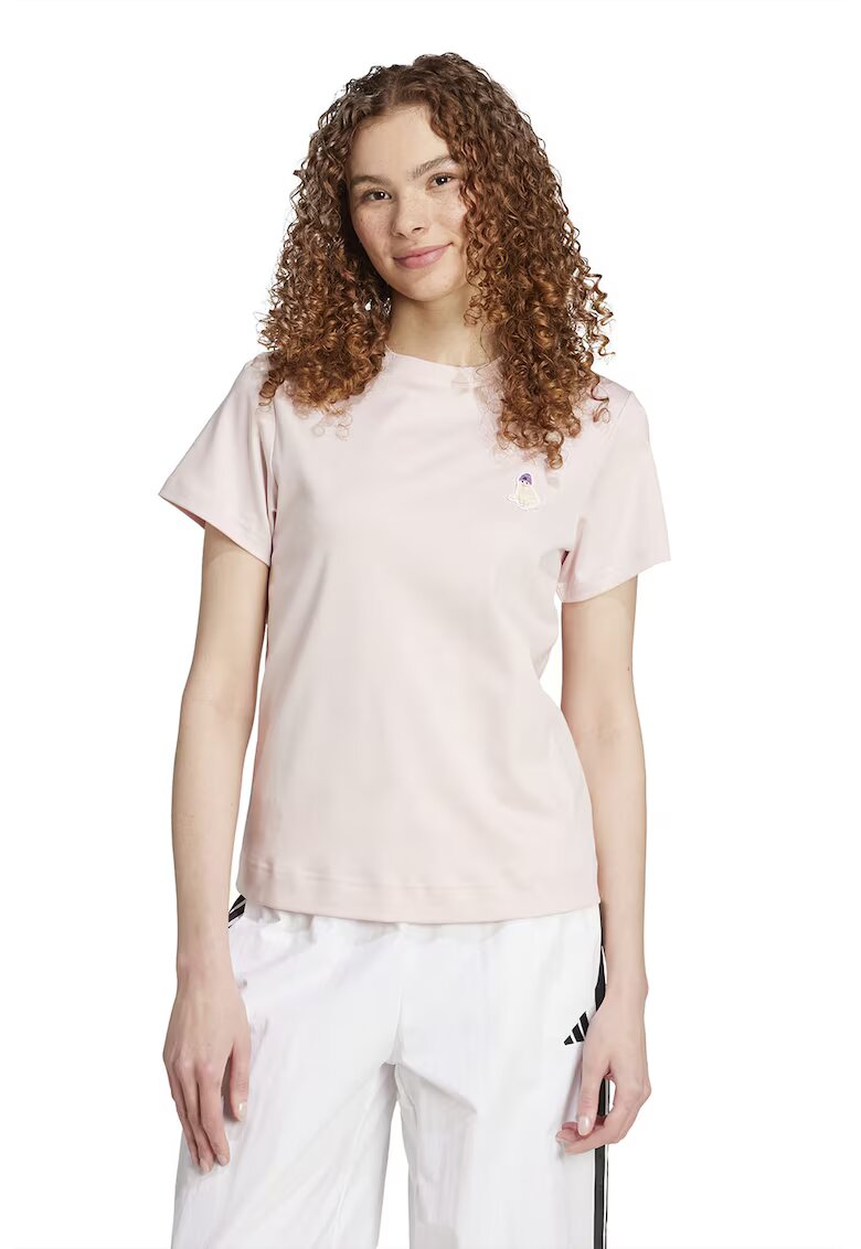 adidas Sportswear Tricou din bumbac cu decolteu la baza gatului - Piersica