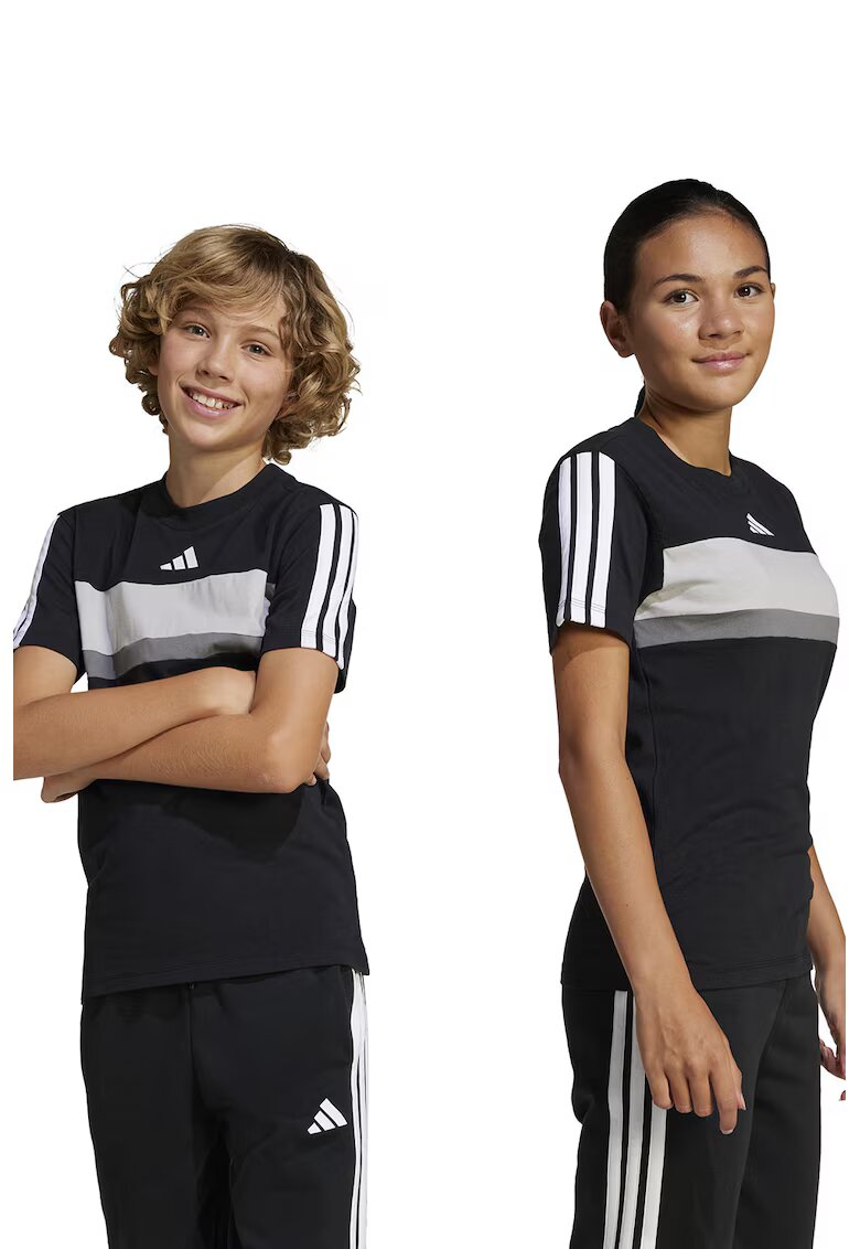 adidas Sportswear Tricou din bumbac cu imprimeu logo - Alb/Negru/Gri