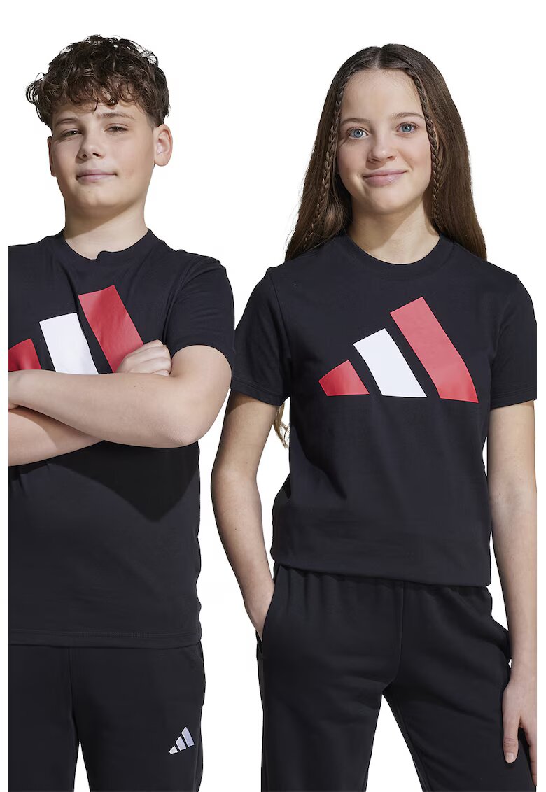 adidas Sportswear Tricou din bumbac cu imprimeu logo cauciucat - Alb/Negru/Rosu inchis