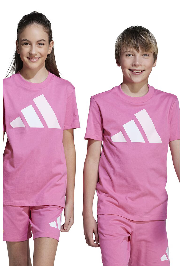 adidas Sportswear Tricou din bumbac cu imprimeu logo cauciucat - Alb/Roz