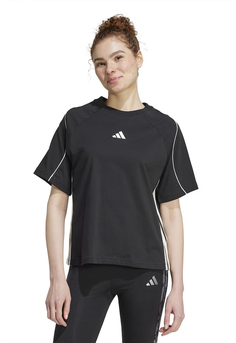 adidas Sportswear Tricou din bumbac cu maneci raglan Stadium - Negru/Alb murdar