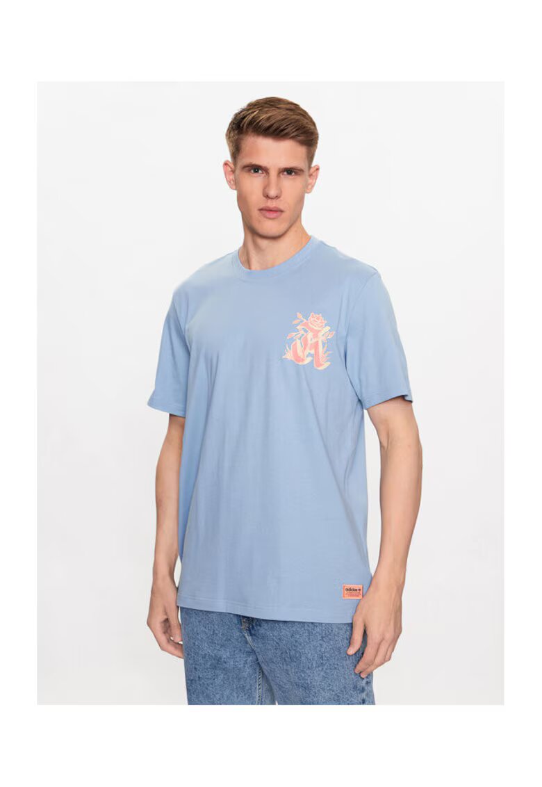 adidas Tricou albastru deschis - bumbac