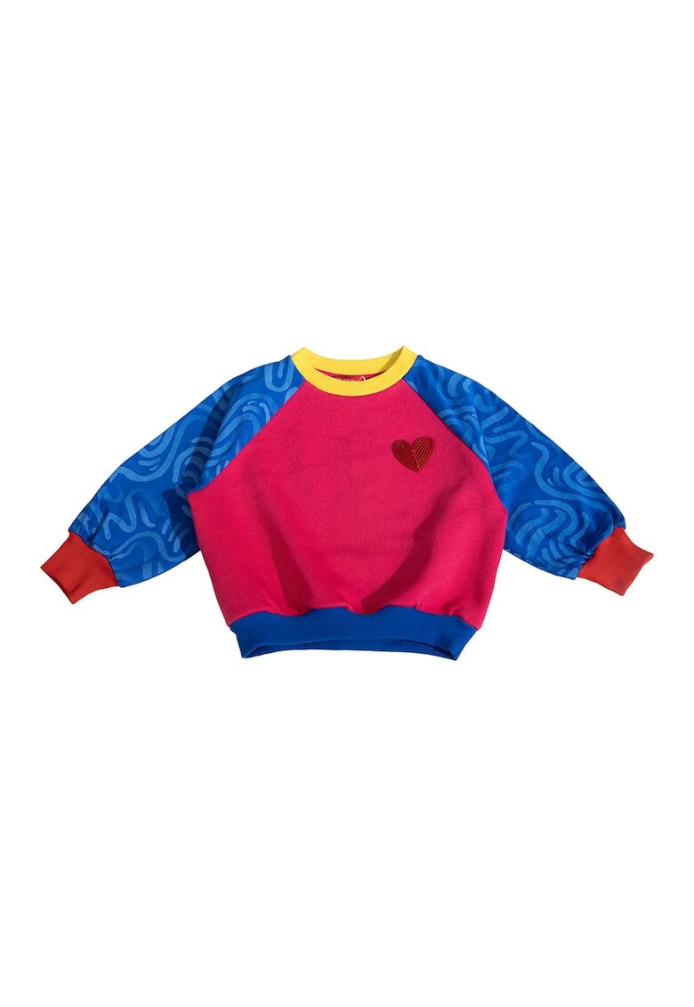Agatha Ruiz de la Prada Bluza de trening cu decolteu la baza gatului si maneci lungi - Rosu/Albastru