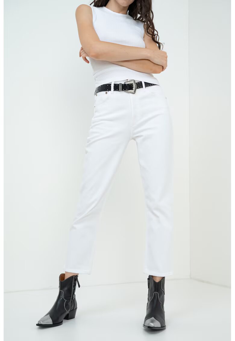 AGOLDE Blugi capri cu talie medie - Alb murdar
