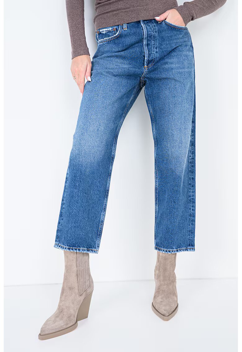 AGOLDE Blugi crop cu talie medie 90s - Albastru melange