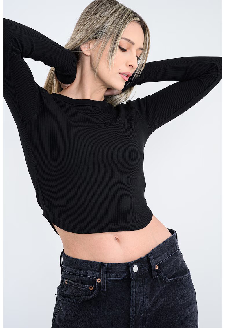 AGOLDE Bluza crop cu decolteu rotund - Negru