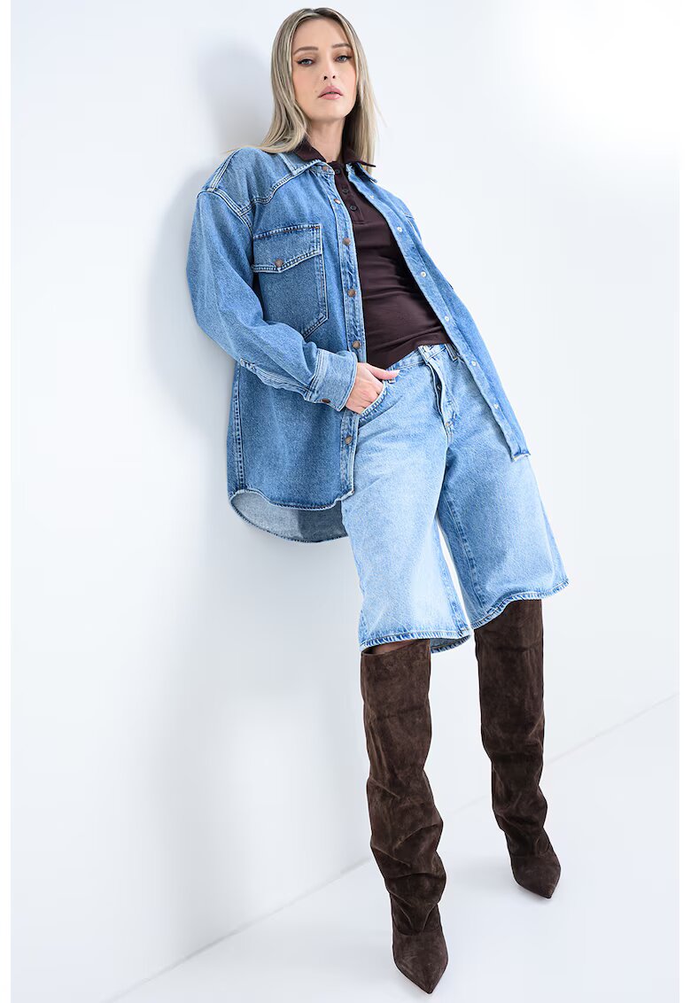 AGOLDE Camasa lejera din denim Lotta - Albastru melange