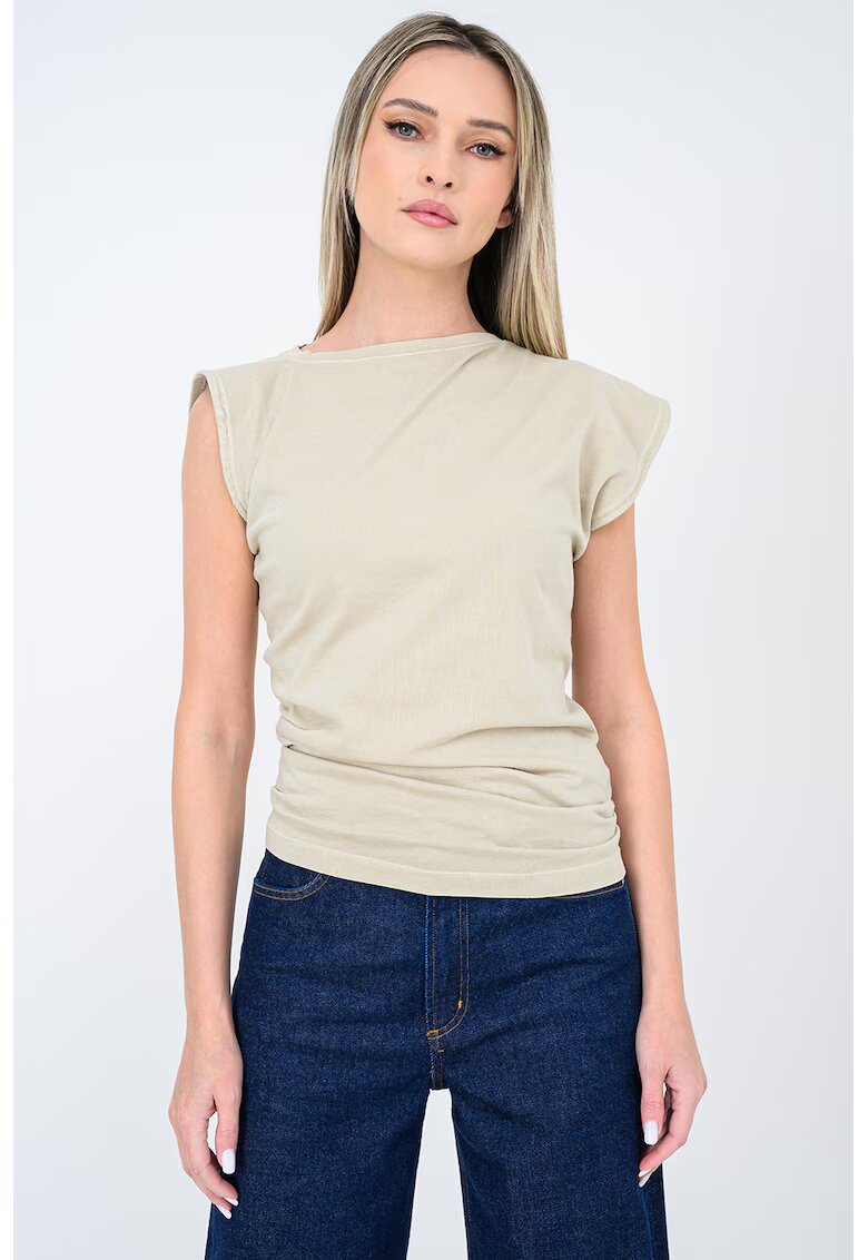 AGOLDE Tricou uni de bumbac - Bej deschis