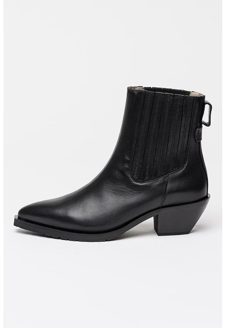 AllSaints Botine din piele cu varf ascutit - Negru