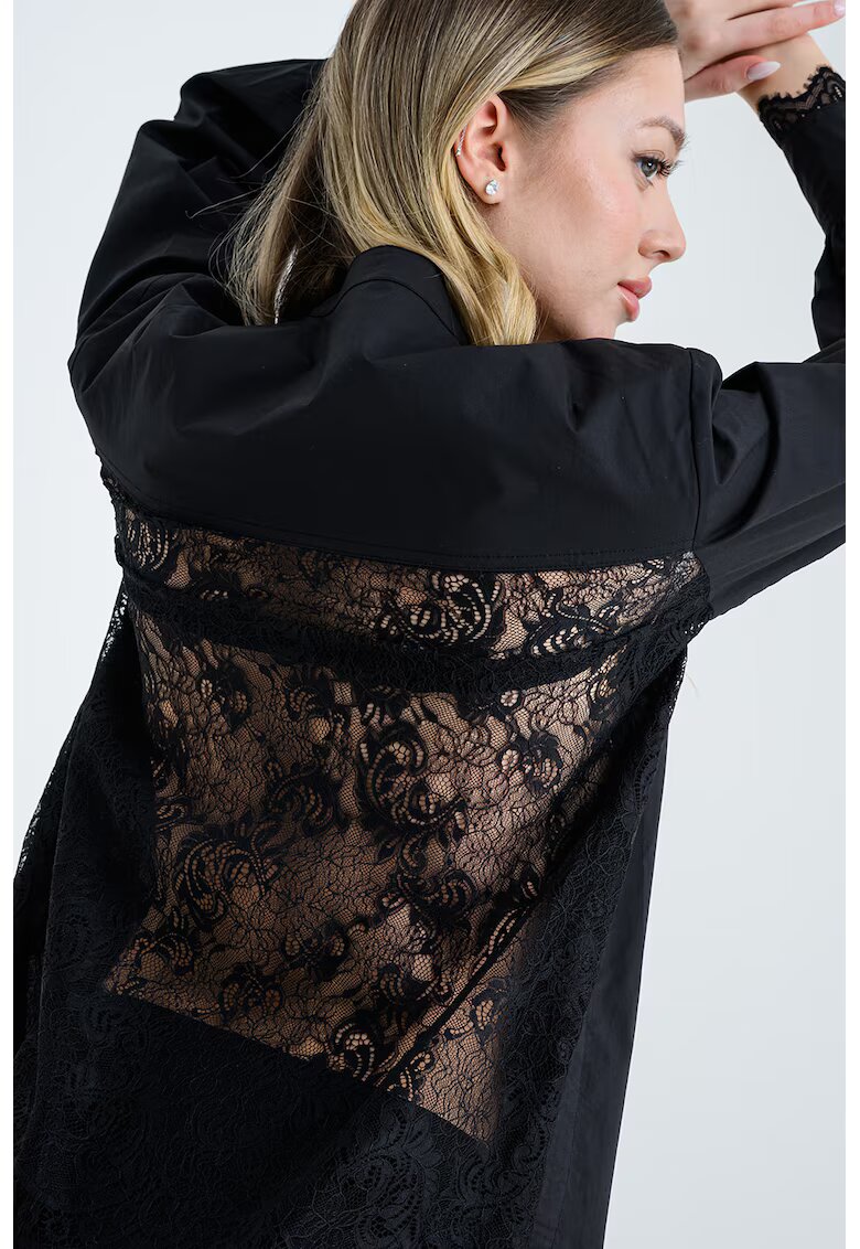 AllSaints Camasa lejera cu segment din dantela - Negru