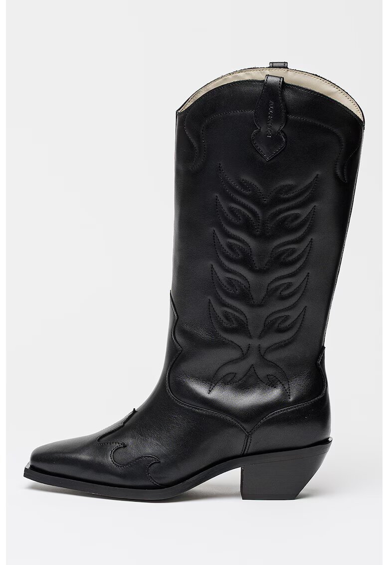 AllSaints Cizme cowboy mid-calf din piele - Negru