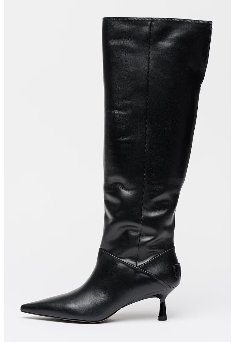 AllSaints Cizme inalte pana la genunchi din piele cu toc stiletto - Negru