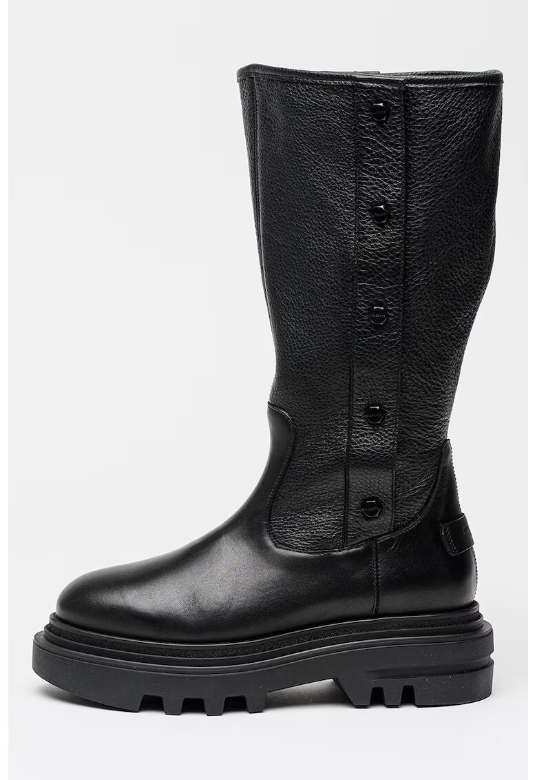 AllSaints Cizme lungi din piele - Negru