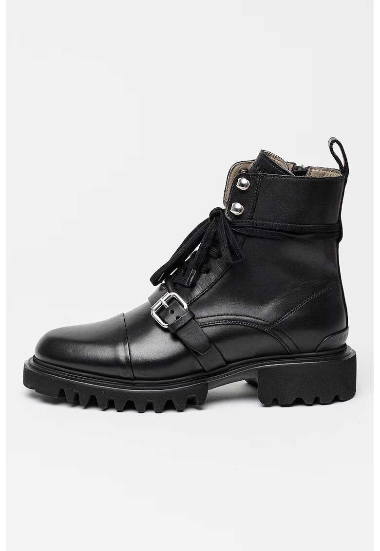 AllSaints Ghete de piele cu toc masiv - Negru stins