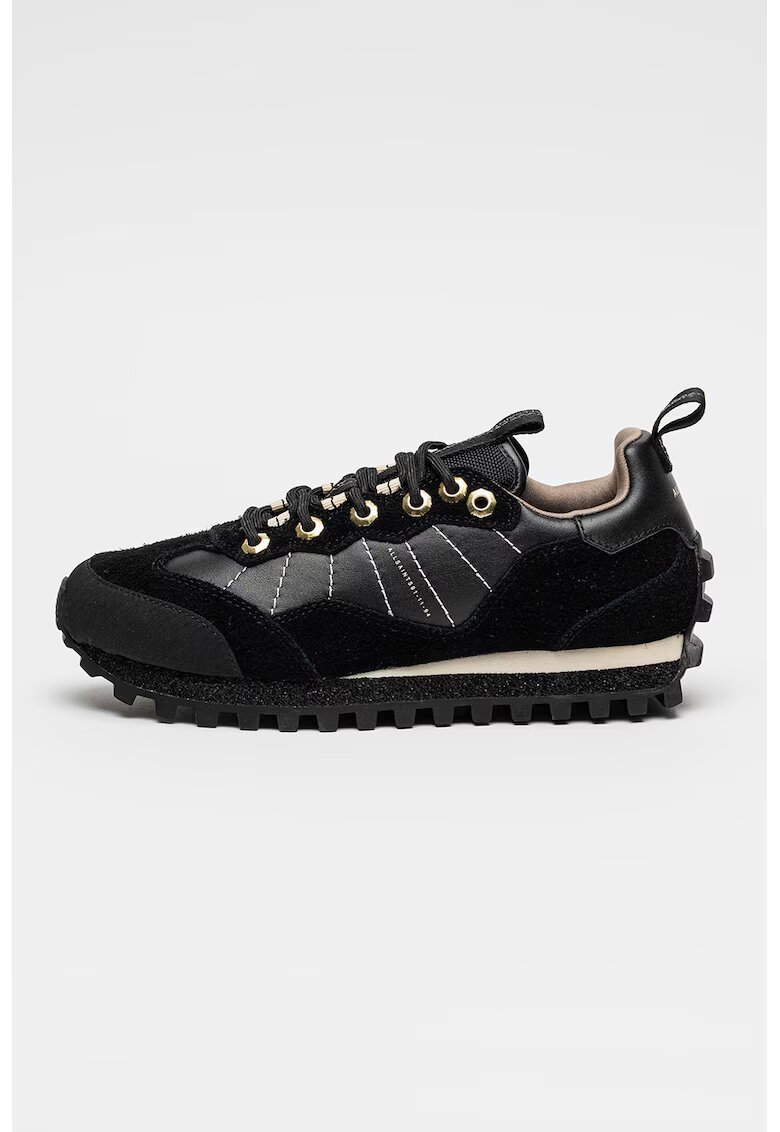 AllSaints Pantofi sport cu garnituri de piele si piele intoarsa - Negru
