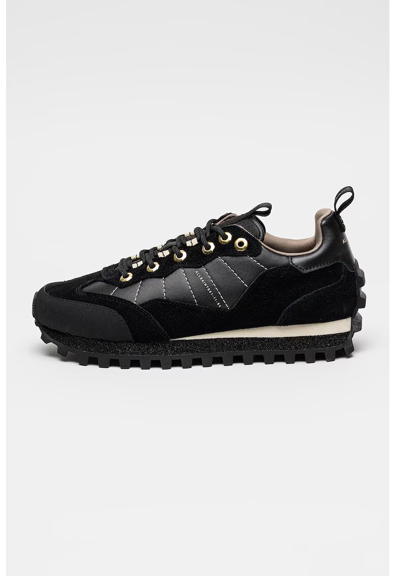 AllSaints Pantofi sport de piele intoarsa cu garnituri de piele - Negru