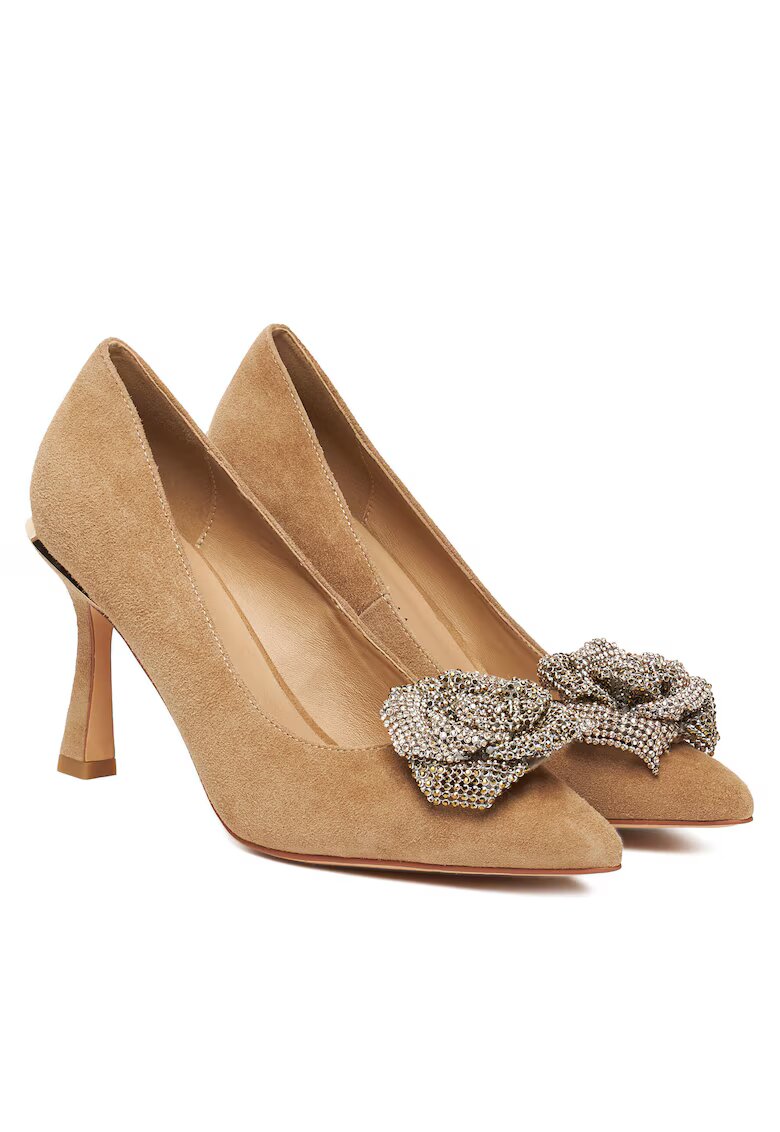 ALMA EN PENA Pantofi dama - piele naturala - toc - suede - camel