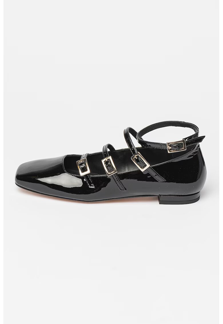 Alohas Balerini din piele lacuita cu model cu barete multiple Luke - Negru