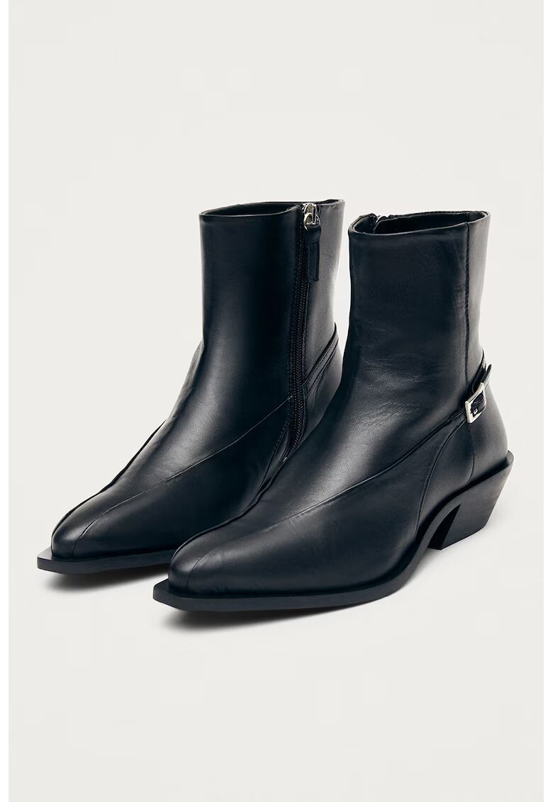 Alohas Botine cowboy din piele - Negru