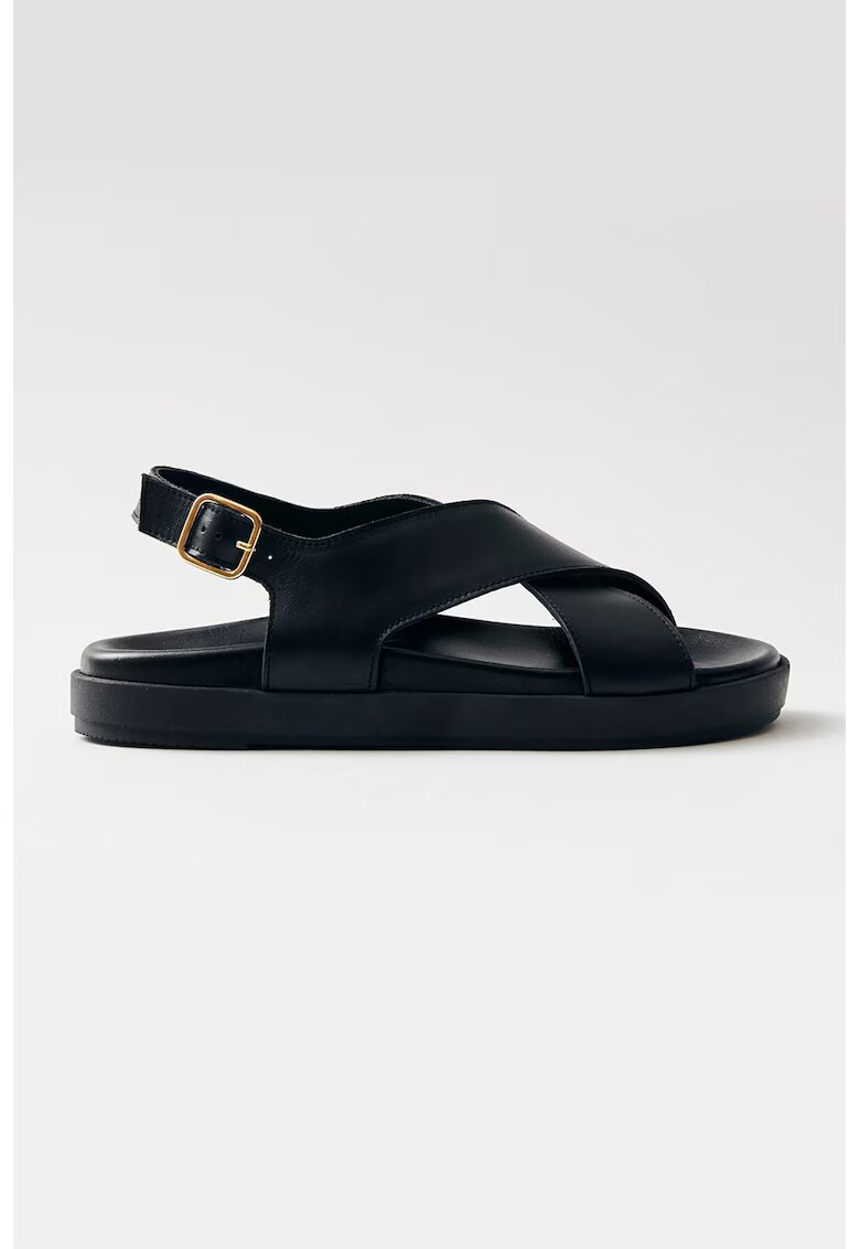 Alohas Sandale de piele cu barete incrucisate - Negru