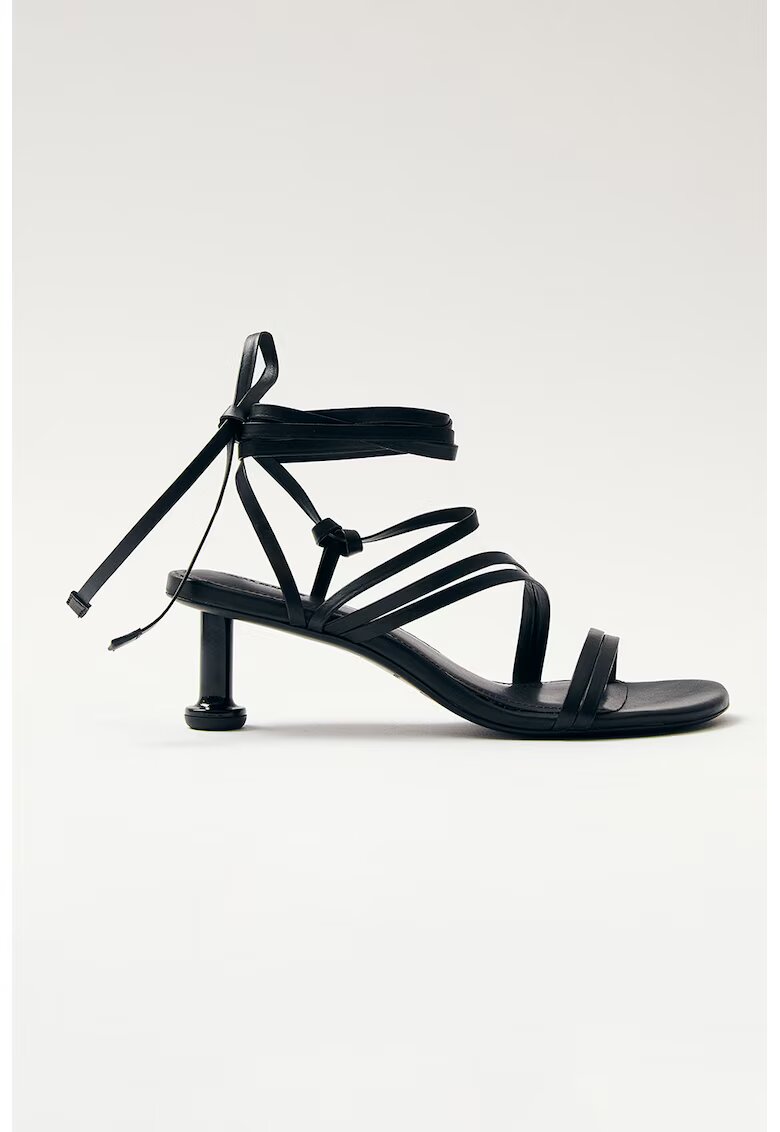 Alohas Sandale de piele cu barete multiple - Negru