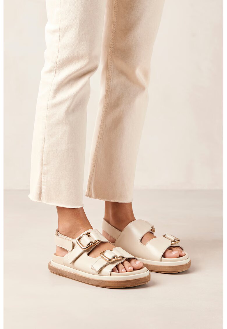 Alohas Sandale de piele cu velcro Harper - Alb fildes