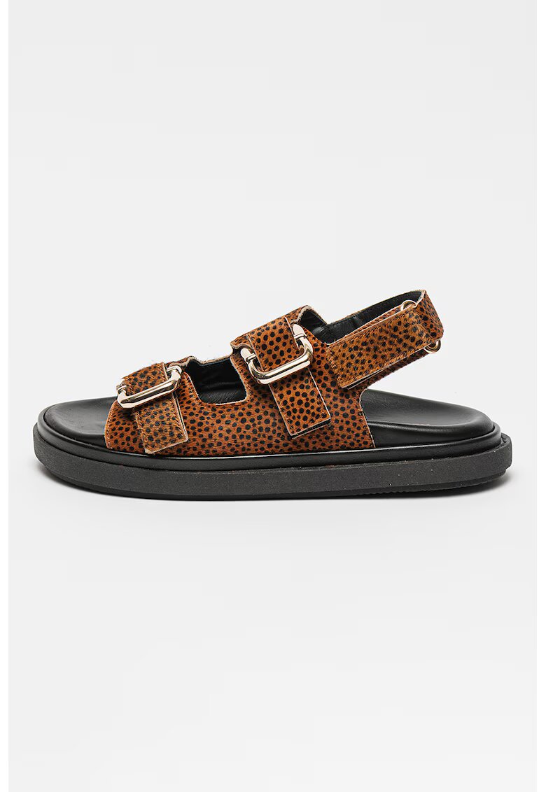 Alohas Sandale din piele cu cu animal print Harper - Maro