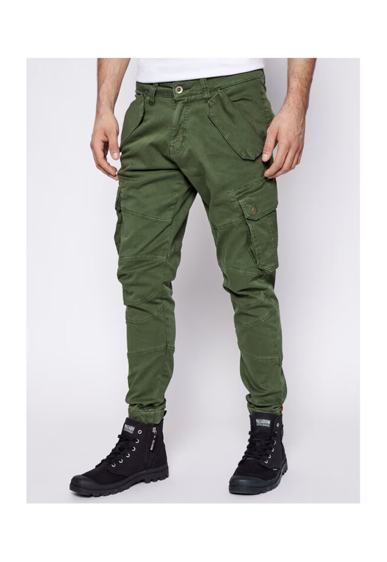 ALPHA INDUSTRIES Pantaloni barbati - slim fit - verde - bumbac