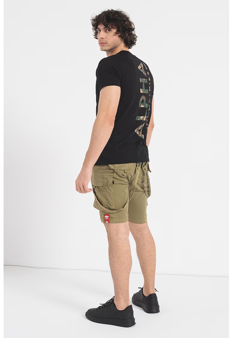 ALPHA INDUSTRIES Tricou de bumbac cu imprimeu logo - Negru