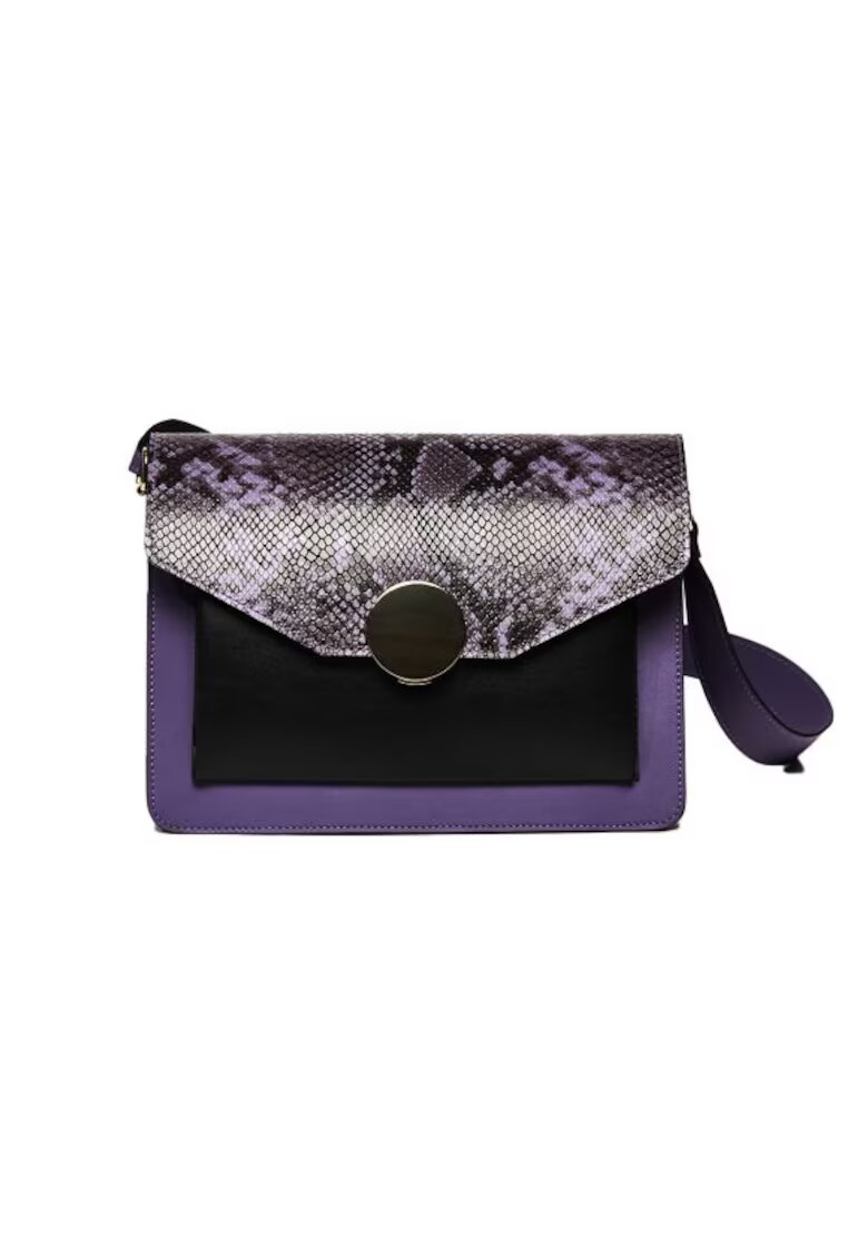 ANNA FELLINI Geanta dama piele - Arina - mov negru - 27x14x20 cm