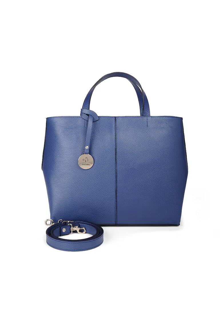 ANNA FELLINI Geanta dama piele - Cosulet Ana mijlociu - albastru - 35 x 13 x 28 cm