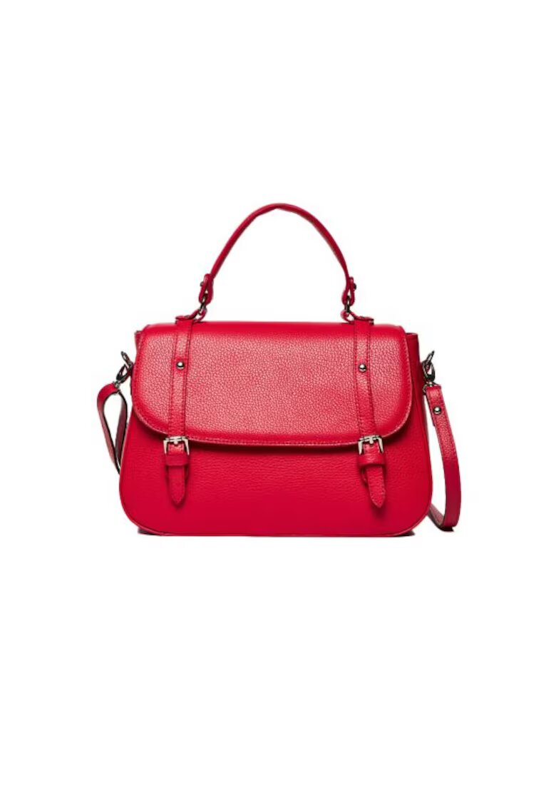 ANNA FELLINI Geanta dama piele - Elena - fuxia - 30x10x22 cm