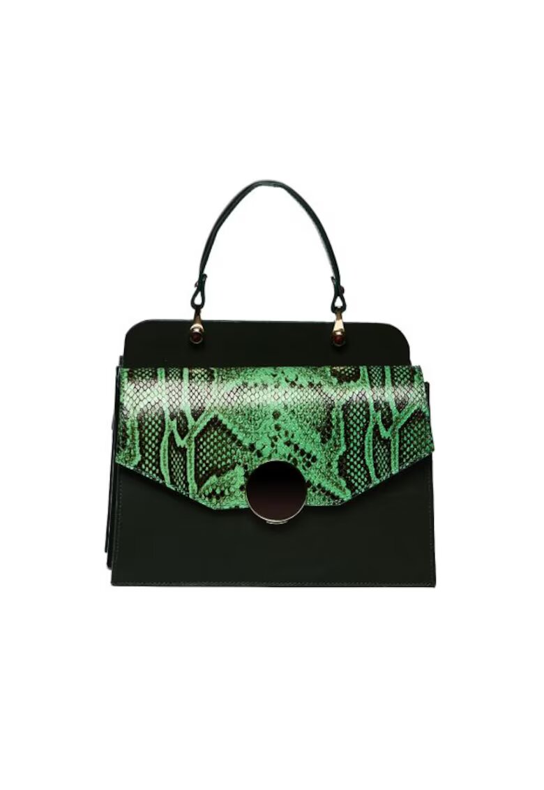 ANNA FELLINI Geanta dama piele - Felicia - verde - 26x12x20 cm