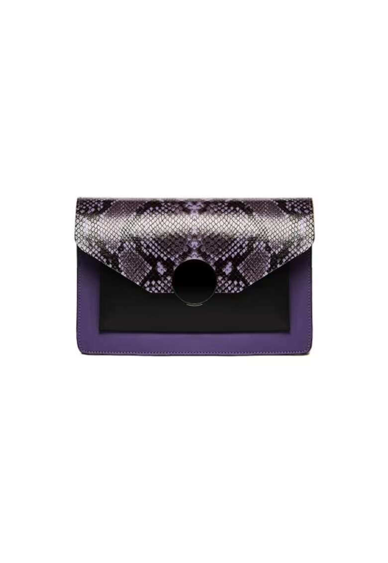 ANNA FELLINI Geanta dama piele - Ivona - mov negru - 26x7x18 cm