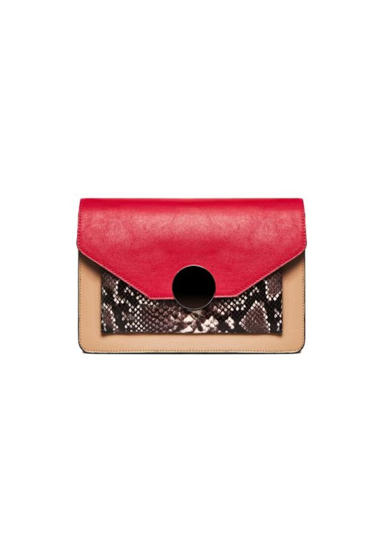 ANNA FELLINI Geanta dama piele - Ivona - rosu capucino - 26x7x18 cm