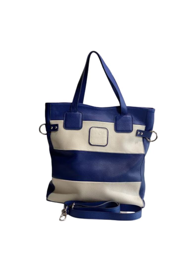 ANNA FELLINI Geanta dama piele - Laura 42 - albastru - 33x7x35 cm