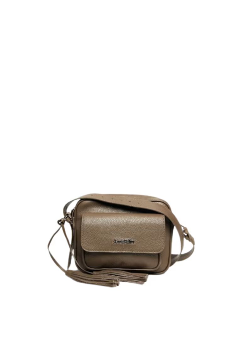 ANNA FELLINI Geanta dama piele - Lucy - grej - 22x10x17 cm