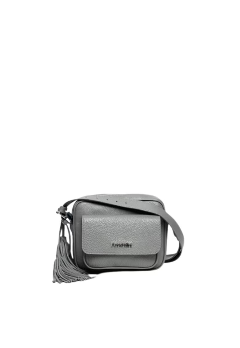 ANNA FELLINI Geanta dama piele - Lucy - gri deschis - 22x10x17 cm