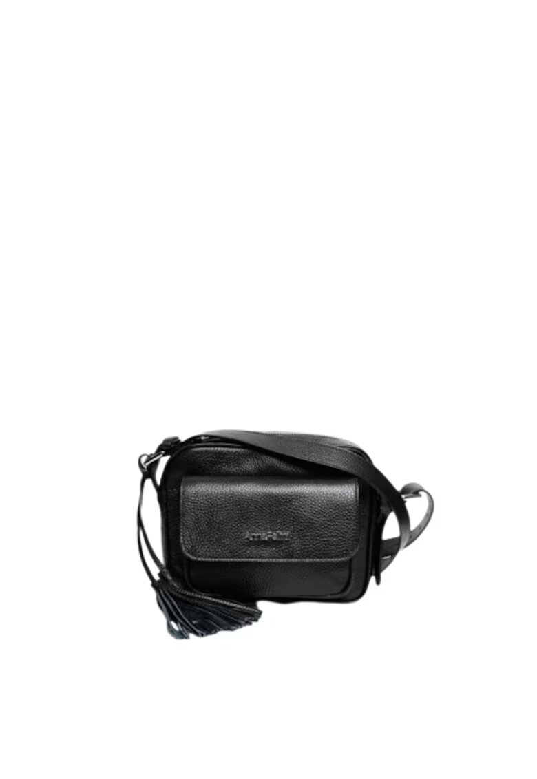 ANNA FELLINI Geanta dama piele - Lucy - negru - 22x10x17 cm