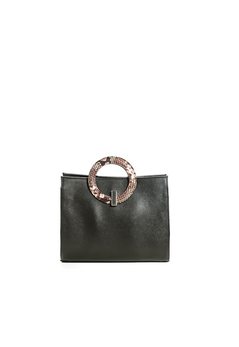 ANNA FELLINI Geanta dama piele - Olivia - sarpe negru - 22 x 10 x 17 cm