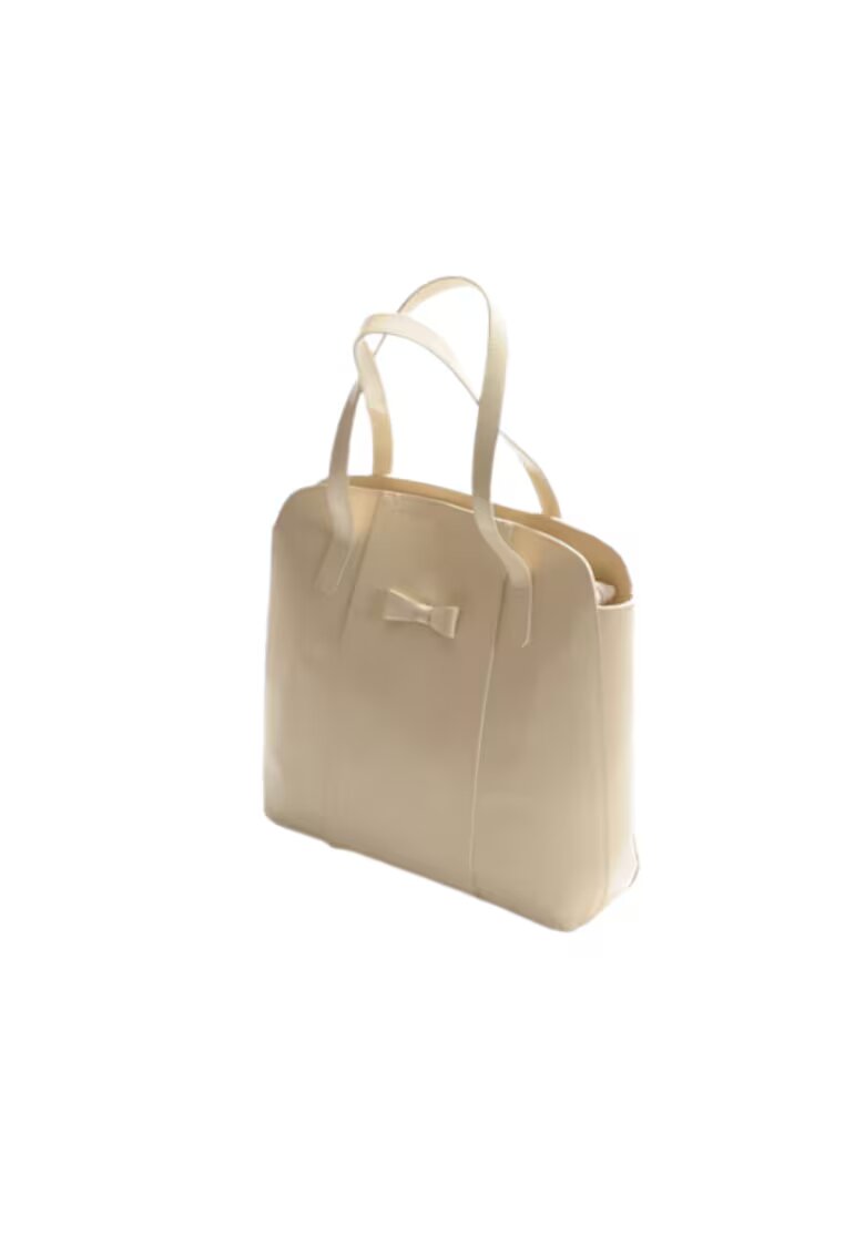 ANNA FELLINI Geanta dama piele - Papion mare - crem - 37x10x32 cm