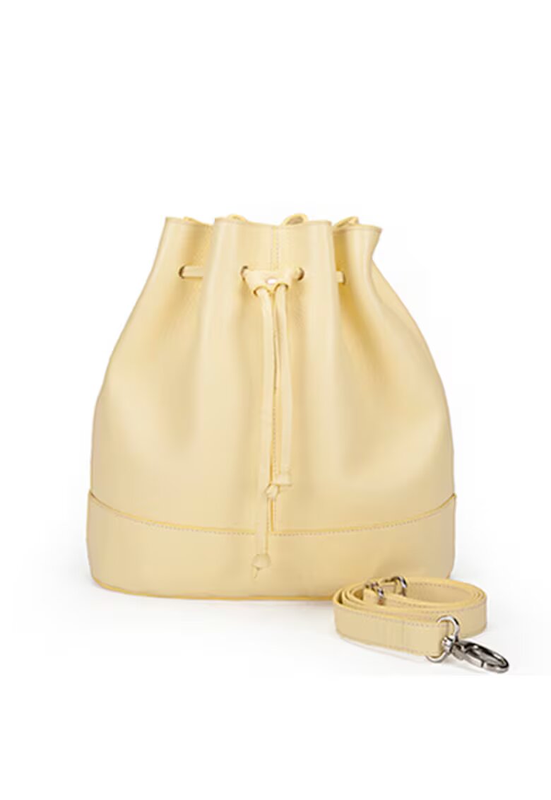 ANNA FELLINI Geanta dama piele - Saculet mic - crem - 30x12x30 cm