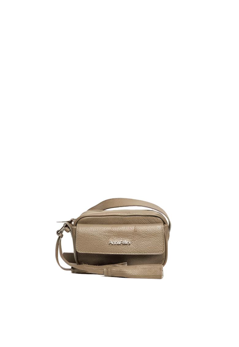 ANNA FELLINI Geanta dama piele - Thea - grej - 30x9x13 cm