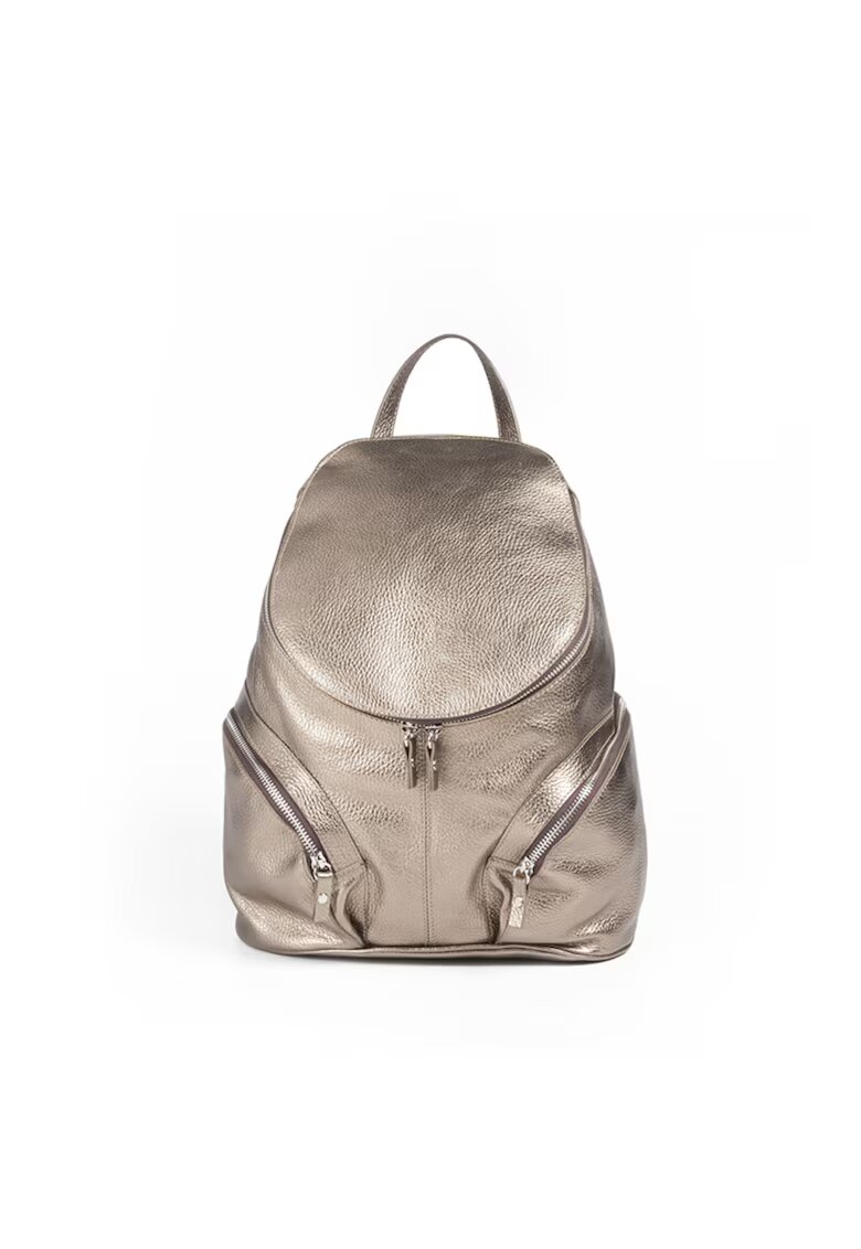 ANNA FELLINI Rucsac piele naturala - gri - 2 manere ajustabile - compartiment cu 3 buzunare