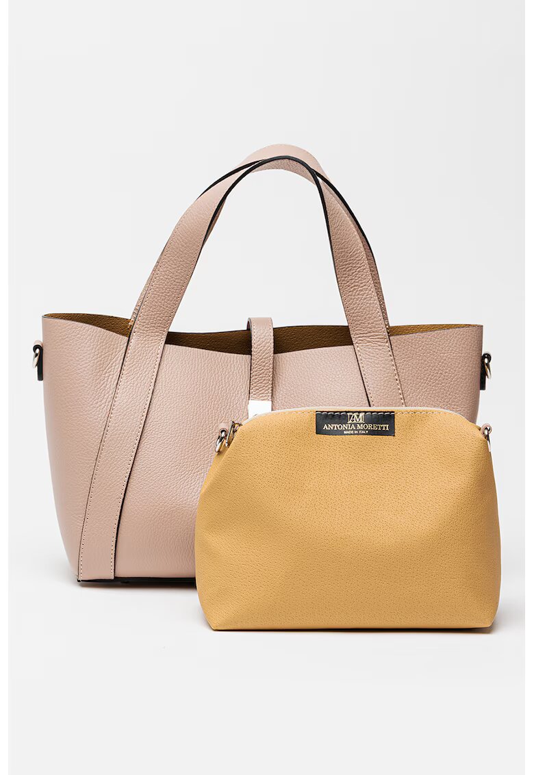 Antonia Moretti Geanta shopper din piele - Roz prafuit