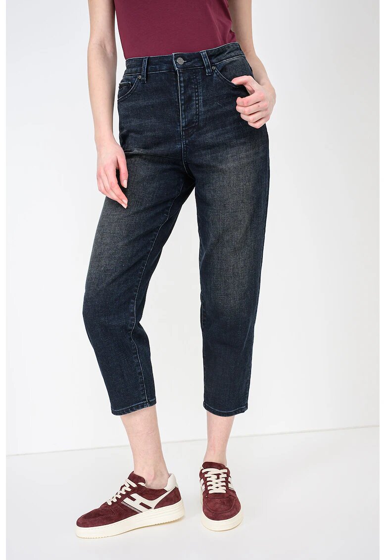Armani Exchange Blugi crop cu talie inalta - Albastru ultramarin